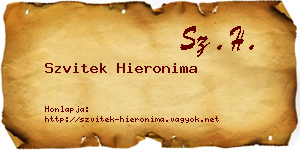 Szvitek Hieronima névjegykártya